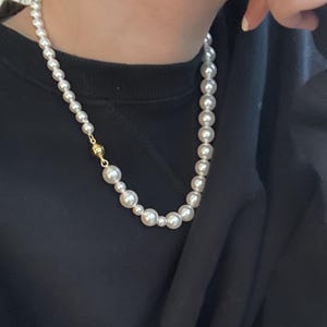 Bold Pearl Choker • Half Black Silver Pearl Necklace • Statement Jewelry for Her • Trendy Y2K Beaded Necklace • Gift for Fashion Lovers