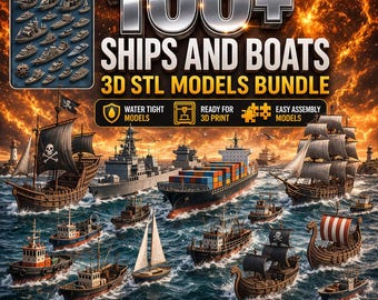 Pacchetto STL 3D con oltre 100 modelli di barche e navi / Modelli stagni / Oltre 20 GB / Pre-supportato / Pronto per la resina