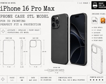 Iphone 16 pro max-telefoonhoesje STL voor 3D-printen