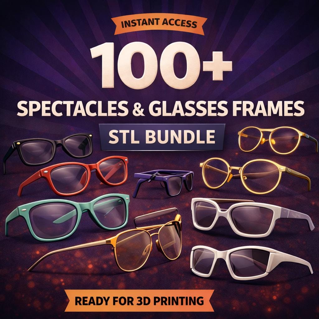 100+ Frames for Spectacles & Glasses STL Bundle | Ready for 3D Printing ...