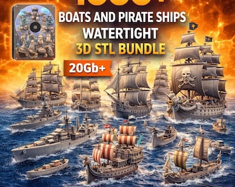 100+ Boats and Ships 3D STL Bundle | Watertight Models | 20GB+ | Pre-Supported | Resin Ready