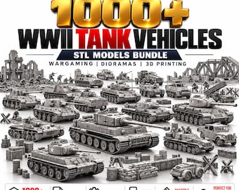 Über 1000 STL-Modelle von Panzern aus dem Zweiten Weltkrieg | Paket für Tabletop-Spiele, Dioramen und 3D-Druck