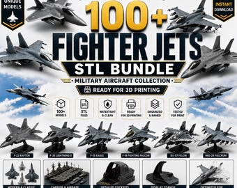 100+ straaljagers STL-bundel | Klaar voor 3D-printen | Collectie militaire vliegtuigen