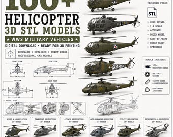 Ponad 100 modeli helikopterów 3D w formacie STL | Pojazdy wojskowe z II wojny światowej (do pobrania w wersji cyfrowej)