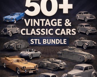 Plus de 50 modèles 3D de voitures classiques vintage | Lot de fichiers STL