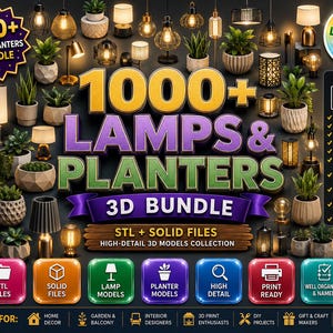 Pack de plus de 1000 lampes et jardinières 3D | Fichiers STL + solides | Collection de modèles 3D haute définition