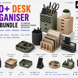 100+ Desk Organiser STL Bundle | 3D Printing Workspace Storage Collection (Digital Download)