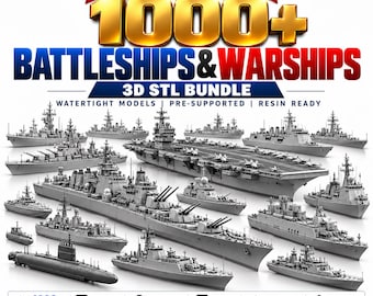 Paquete de más de 1000 acorazados y buques de guerra en formato 3D STL / Modelos estancos / Con soportes preinstalados / Listos para resina