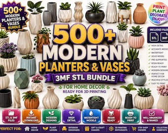 500+ Modern Planters and Vases bundle for home decor 3MF STL Bundle | Ready for 3D Printing