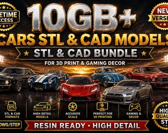 Plus de 20 Go de voitures STL | Fichiers 1:100 | Collection de modèles 3D de corps
