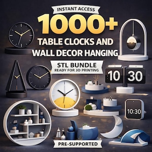 1000+ väggklockor och bordsur i Stl-paket, 3D-modell, redo för utskrift