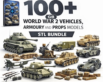 Paquete mega de archivos STL de más de 100 GB de vehículos, armamento y accesorios de la Segunda Guerra Mundial, listos para impresión 3D en resina.