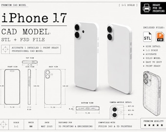 Iphone 17 Handy STL Modell für 3D Druck offizielle Maßpuppe