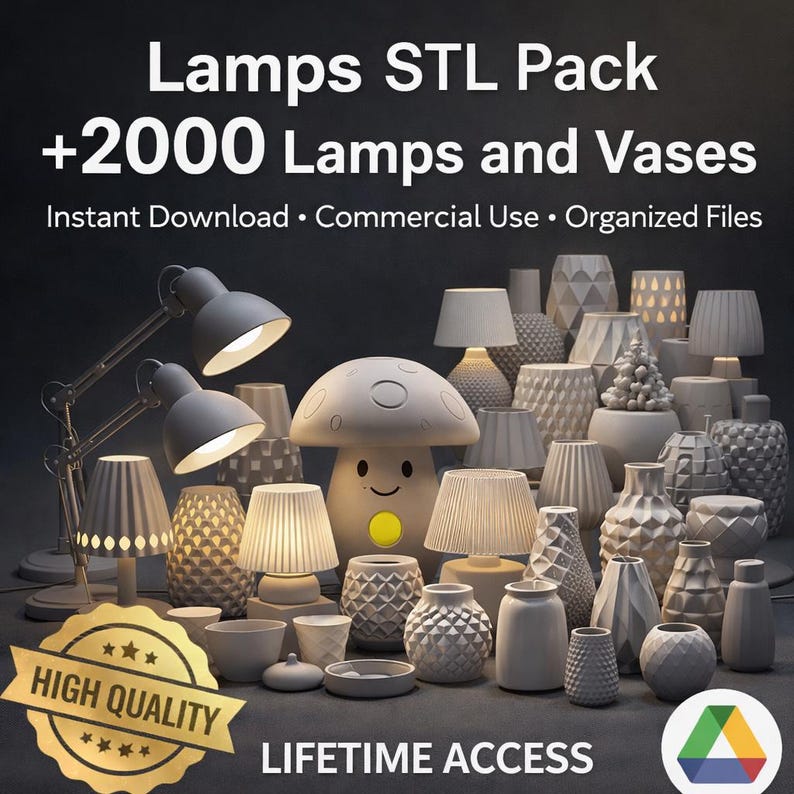 Más de 2000 lámparas y jarrones/macetas/archivos STL + sólidos/colección de modelos 3D de alto detalle