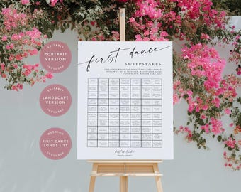 Wedding First Dance Sweepstake Game: Wedding Reception (Editable Canva Template)