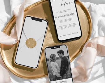 Digital Electronic Rehearsal Dinner Invitation, The Night Before Wedding Invitation, Canva Template