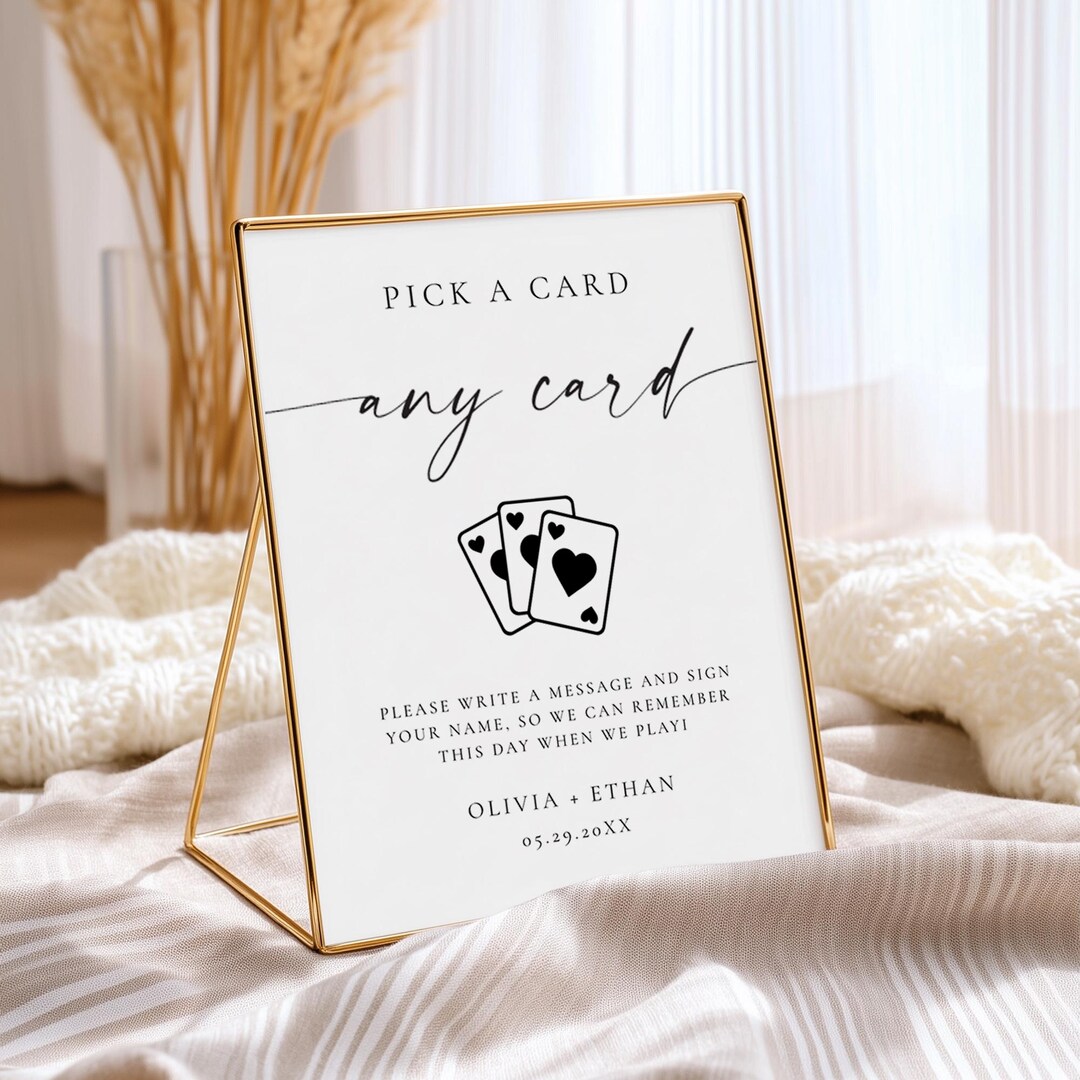 Playing Cards Wedding Guestbook Sign, Pick a Card Any Card (editable ...