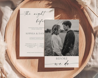 Modern Rehearsal Dinner Invitation Template, The Night Before Wedding Invite: Instant Download