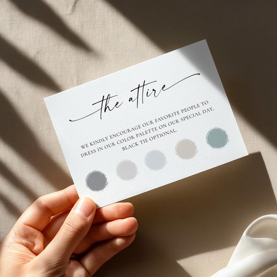 Wedding Attire Card: Modern Minimalist Dress Code (editable Canva