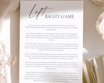 Left or Right Bridal Shower Game: Pass the Prize, Pass the Gift (Canva Template, Printable)