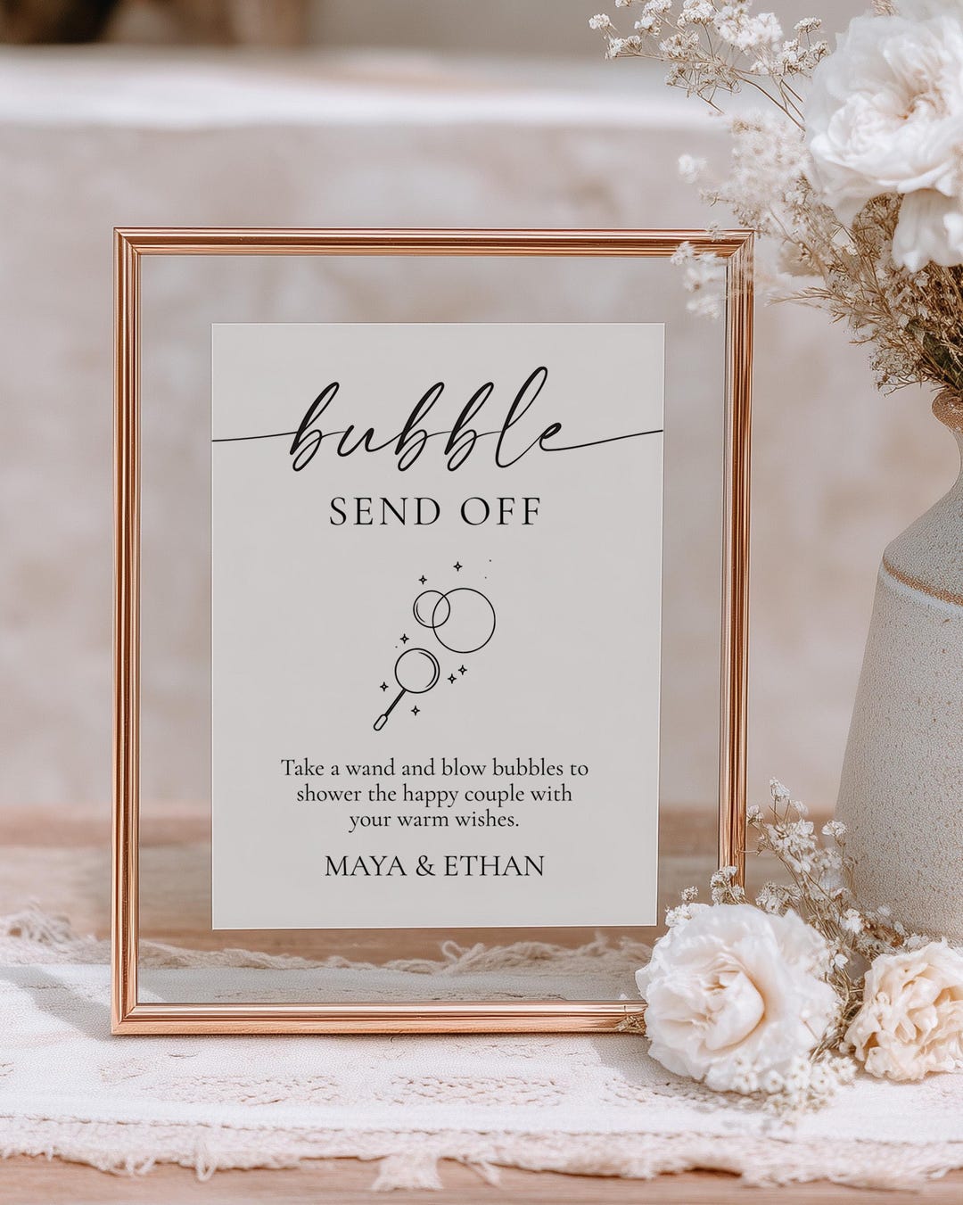 Top Send Bubble Bubble Send off Sign: Wedding Table Top (editable in Canva, Printable ...