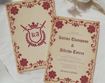 Medieval Wedding Invitation, Fantasy Castle Theme, Renaissance Fairytale, Middle Ages Style, Editable Canva Template, Digital Download