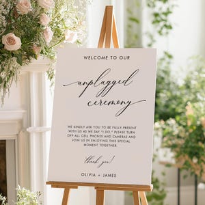 Modern Unplugged Ceremony Sign, Wedding Welcome Sign, No Phones Sign, Editable Template, Instant Download, Minimalist Wedding Decor