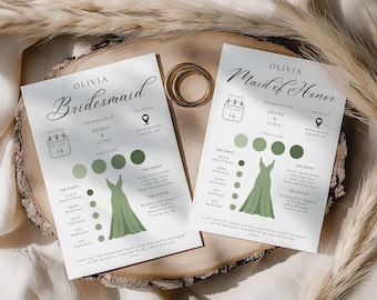Bridesmaid Info Card, Bridesmaid Proposal, Bridal Party Info, Canva Template, Maid Of Honor Card, Wedding Info Card, Bridal Information