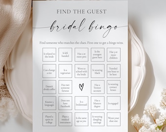 Find The Guest Bingo, Get To Know You Game, Bridal Shower (Printable, Editable in Canva)