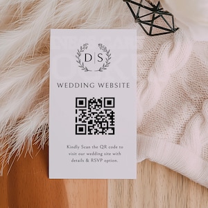 OSA-kort med QR-kod för bröllop: Elegant online-svar (digital nedladdning av Canva-mall)