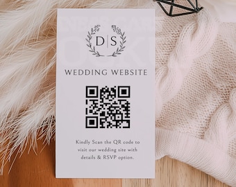 Carte QR code RSVP mariage : réponse en ligne élégante (modèle canva à télécharger)