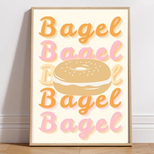 Bagel Lover Print, Retro Kitchen Wall Art (Digital Download)