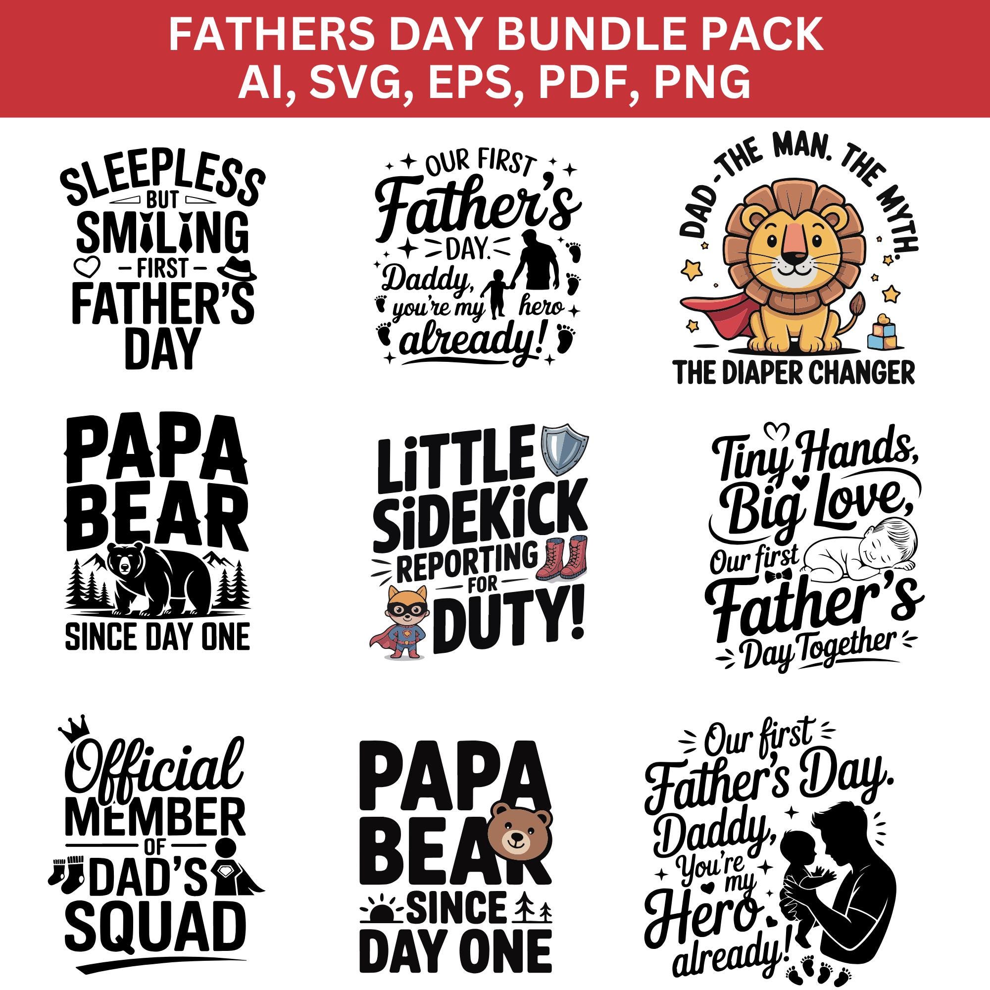Father's Day SVG Bundle: Dad Designs, Cricut & Silhouette Cut Files (Digital Download