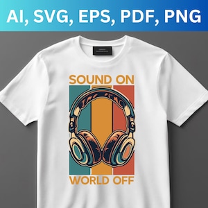 Retro Headphones SVG: Sound On, World Off - Music Cut File (Digital Download