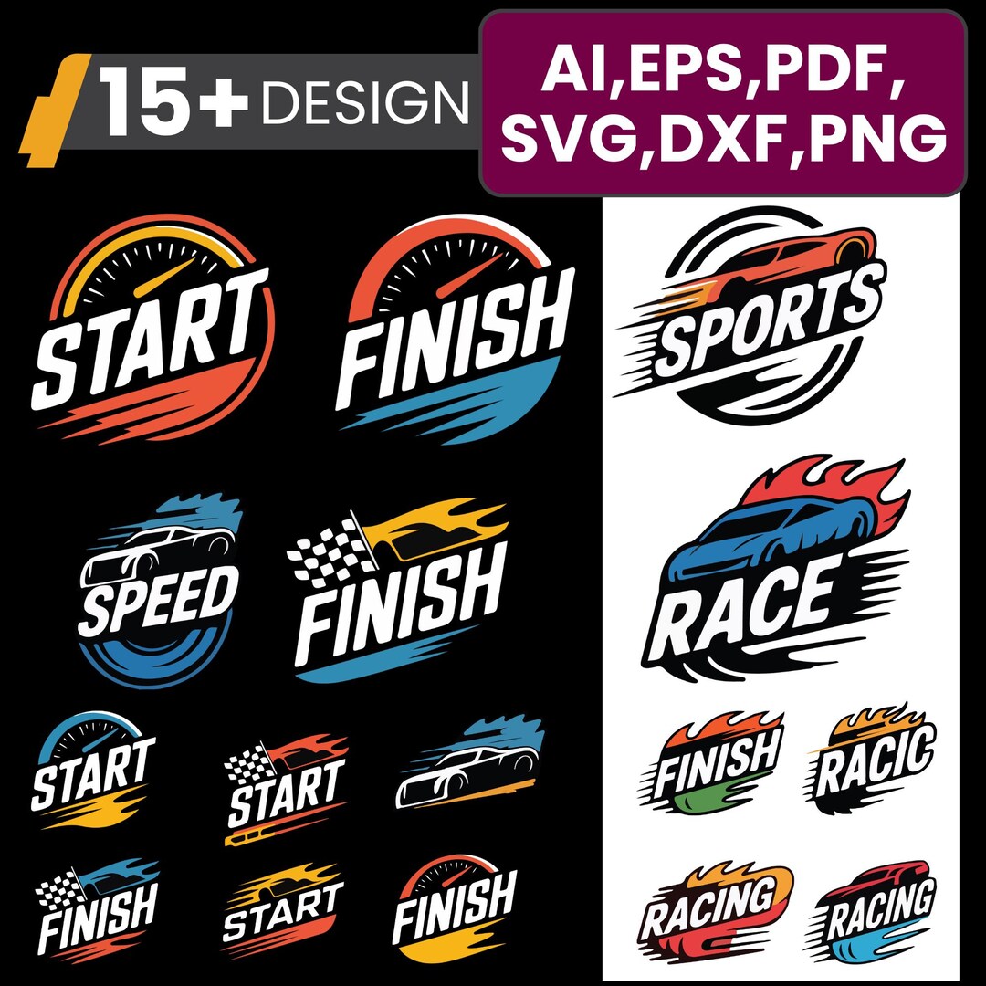 Race Retro Logo Retro Racing Logo SVG Bundle | Vintage Motorsport Graphics (digital ...