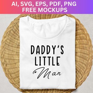 Daddy&#39;s Little Man SVG: Baby Onesie, T-Shirt Print (Digital Download)