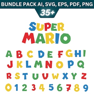 Super Mario Font: Letters, Numbers, Silhouette (Digital Download)