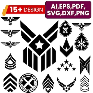 US Army Rank Insignia SVG Bundle (Instant Download)