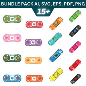 Colorful Band Aid SVG Bundle: First Aid Clipart (Digital Download