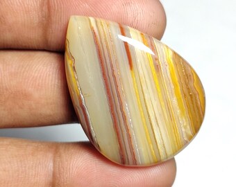 Natural Lace Agate Pear Cabochons, Polished Gemstone for Jewelry Making [37X27X7 MM)