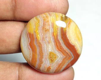 Natural Lace Agate Round Cabochons, Polished Gemstone for Jewelry Making [29X29X7 MM)