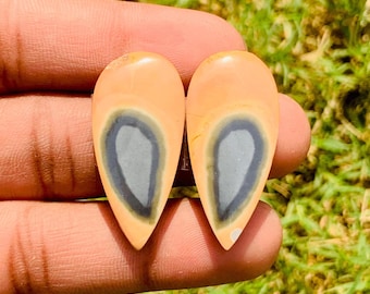 Natural Maligano Jasper Pair Cabochon For Earring Making Jewellery
