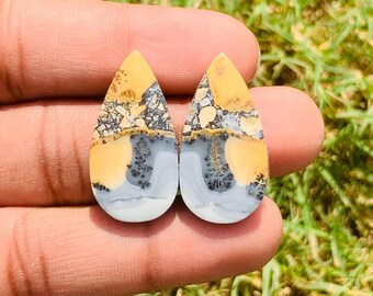 Natural Maligano Jasper Pair Cabochon For Earring Making Jewellery