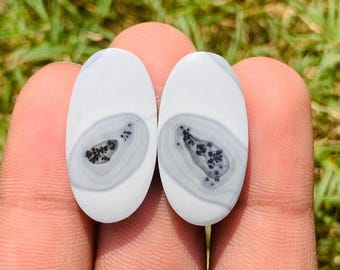 Natural Maligano Jasper Pair Cabochon For Earring Making Jewellery
