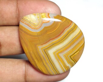 Natural Lace Agate Pear Cabochons, Polished Gemstone for Jewelry Making [42X35X6 MM)