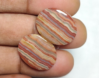 Natural Lace Agate Earrings Cabochons, Polished Gemstone for Jewelry Making [20X15X4 MM)