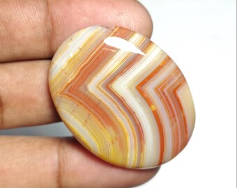 Natural Lace Agate Oval Cabochons, Polished Gemstone for Jewelry Making [40X31X7 MM)