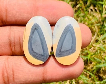 Natural Maligano Jasper Pair Cabochon For Earring Making Jewellery