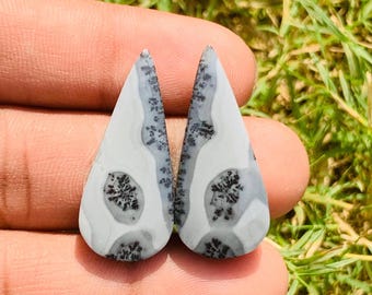 Natural Maligano Jasper Pair Cabochon For Earring Making Jewellery