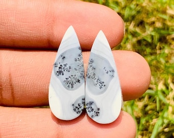 Natural Maligano Jasper Pair Cabochon For Earring Making Jewellery